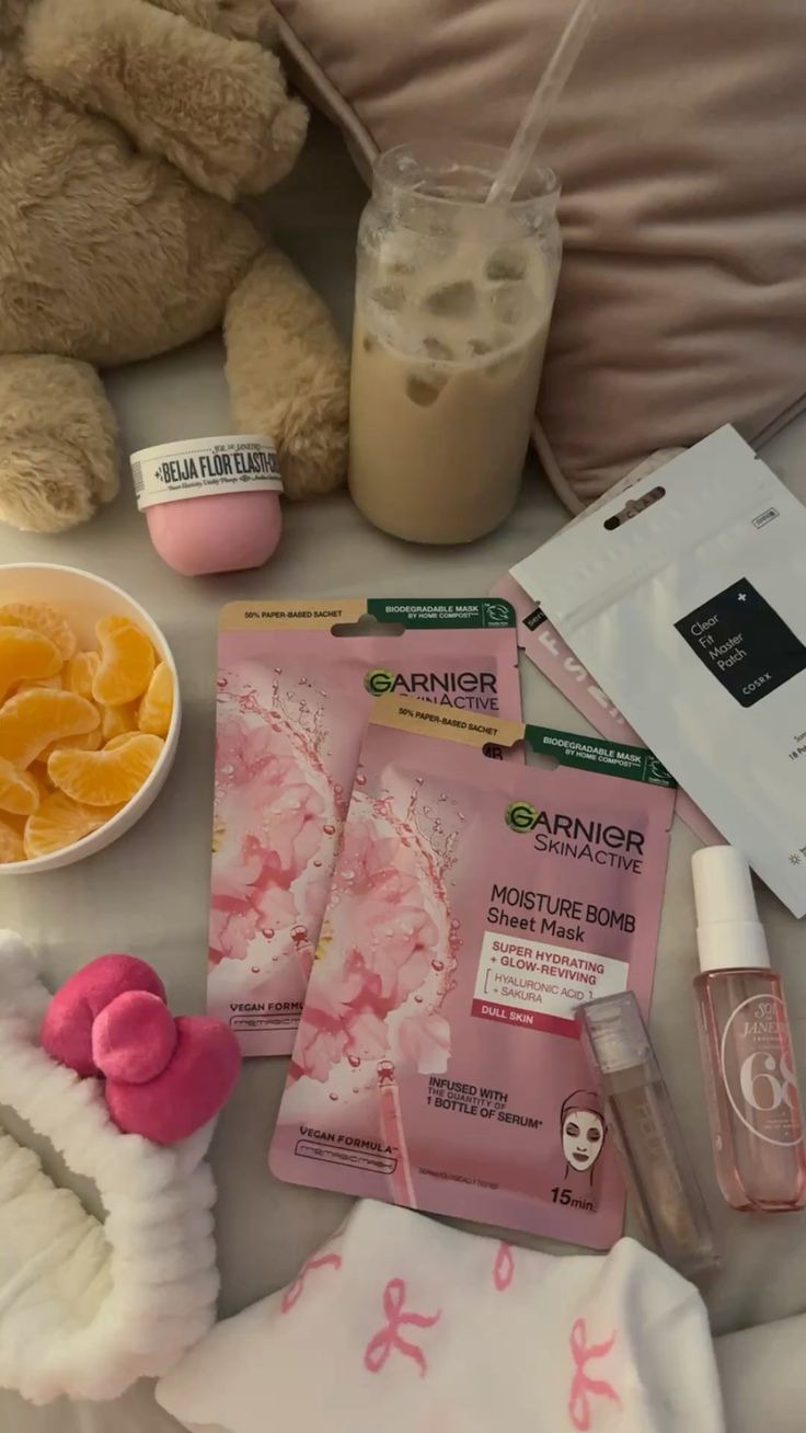 Self-care evening ritual with face masks and relaxation.