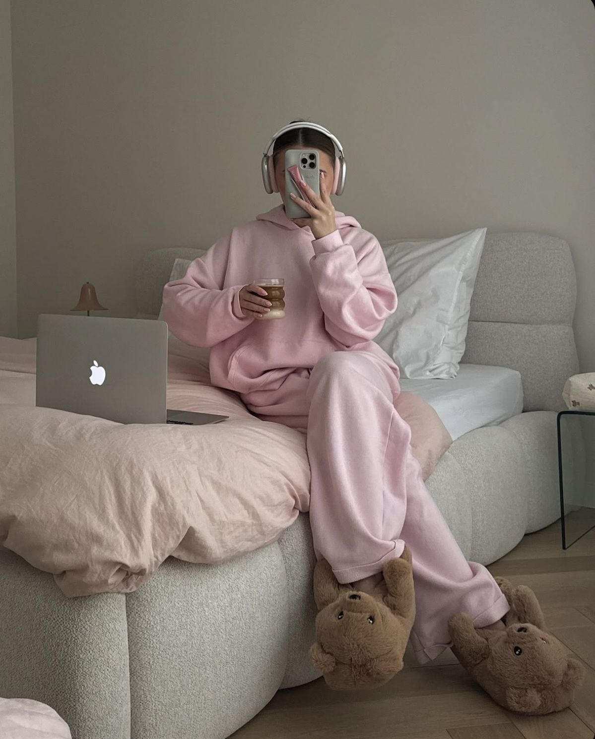 Person practicing mindfulness with iPhone